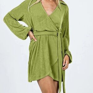 Princess Polly Olive Green Wrap Mini Dress